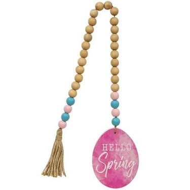 Hello Spring Wood Bead Garland w Easter Egg - The Fox Decor
